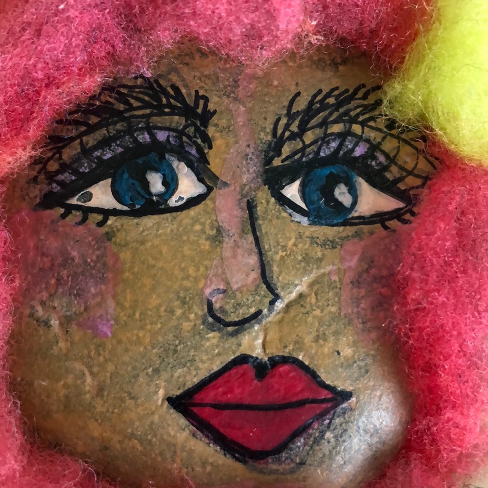 Rock painted face, Big Eyes, pretty red  lips!